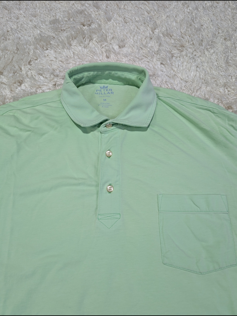 Peter Millar Light Mint Green Polo with Chest Pocket